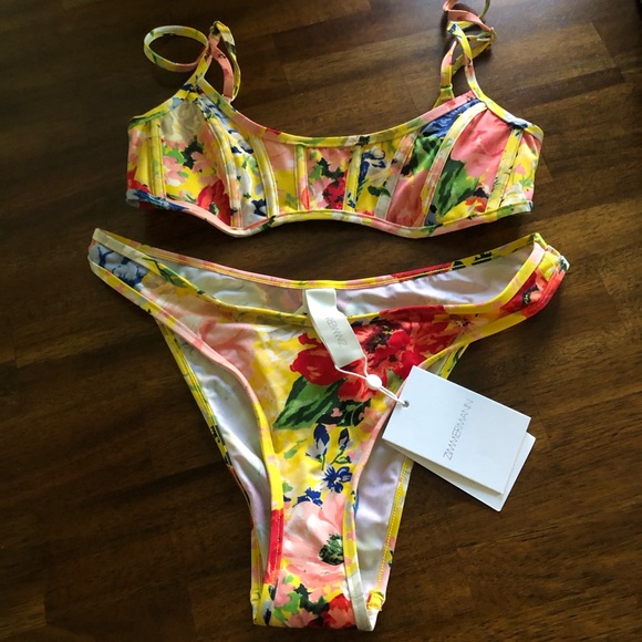 NWT $285 Zimmermann Alight Corset Two-Piece Swimsuit 0 (fits like 4 US), YELLOW! - Picture 7 of 15